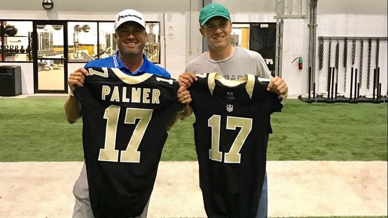 Jordan Spieth hangs out in the Saints war room during the NFL Draft.