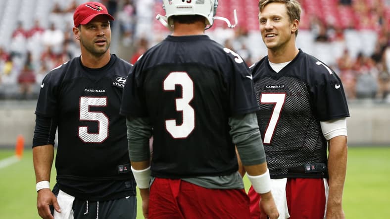 Cardinals quarterbacks Carson Palmer and Blaine Gabbert