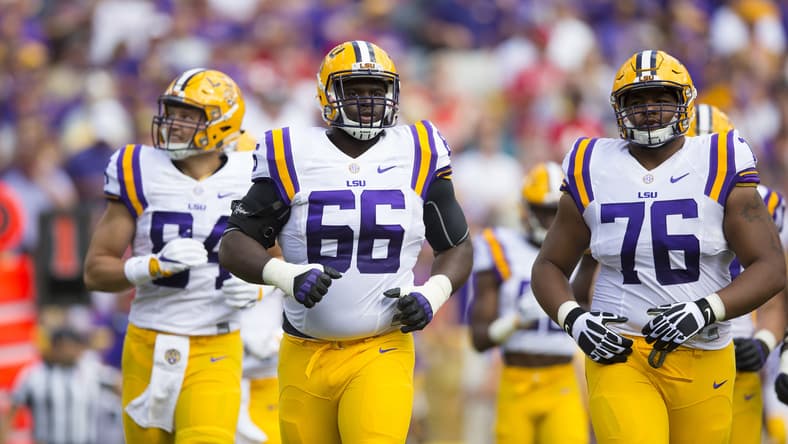 LSU offensive tackle Toby Weathersby