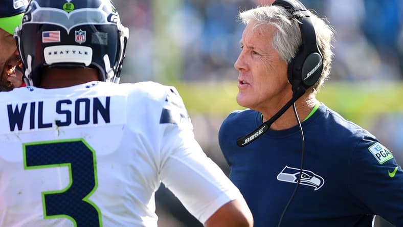 Seahawks' Pete Carroll during a game against the Panthers.