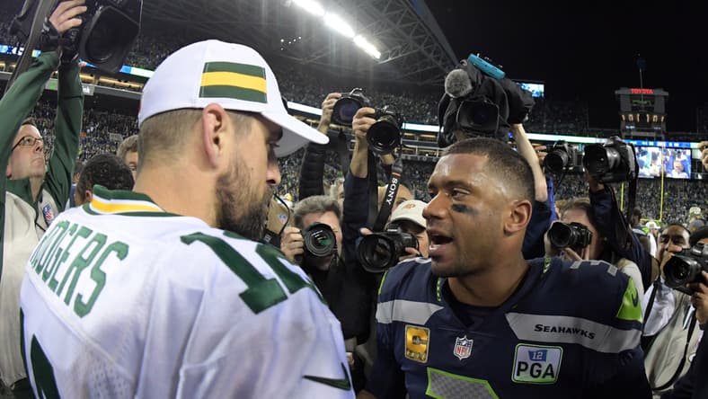 NFL Playoffs Aaron Rodgers, Russell Wilson