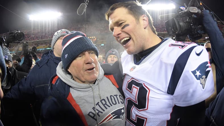 Tom Brady poses after AFC Championship Game against the Chiefs.