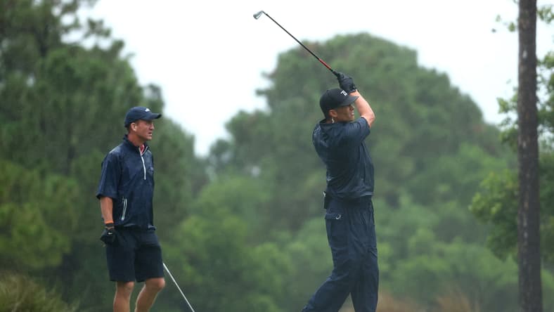 Tom Brady and Peyton Manning during The Match
