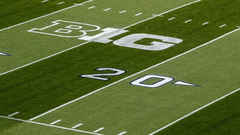 Big 10 Conference logo on football field