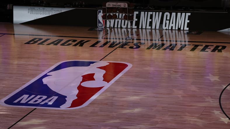 NBA logo in Orlando before Lakers and Clippers game