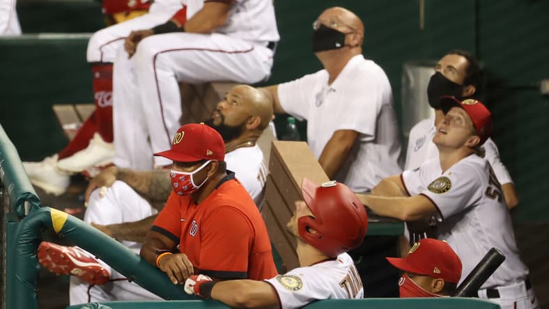 Washington Nationals players in the dugout