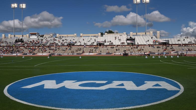 NCAA logo on field during 2019 season