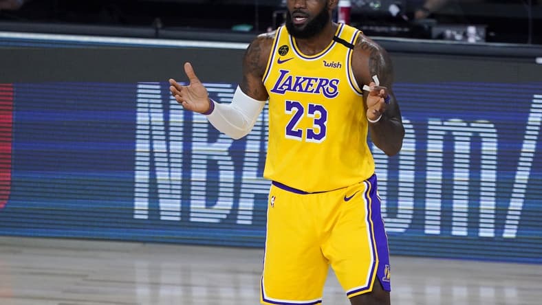Lakers star LeBron James against the Raptors at Walt Disney World