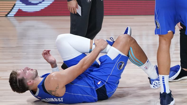 Mavericks' Luka Doncic after suffering ankle injury
