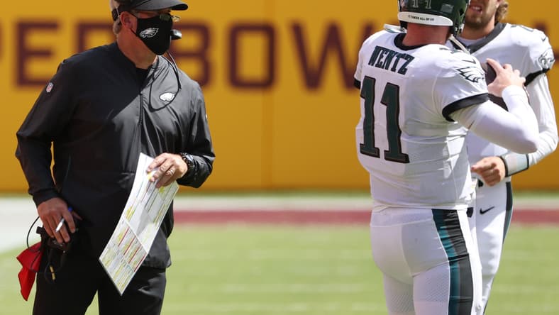 Philadelphia Eagles head coach Doug Pederson and QB Carson Wentz