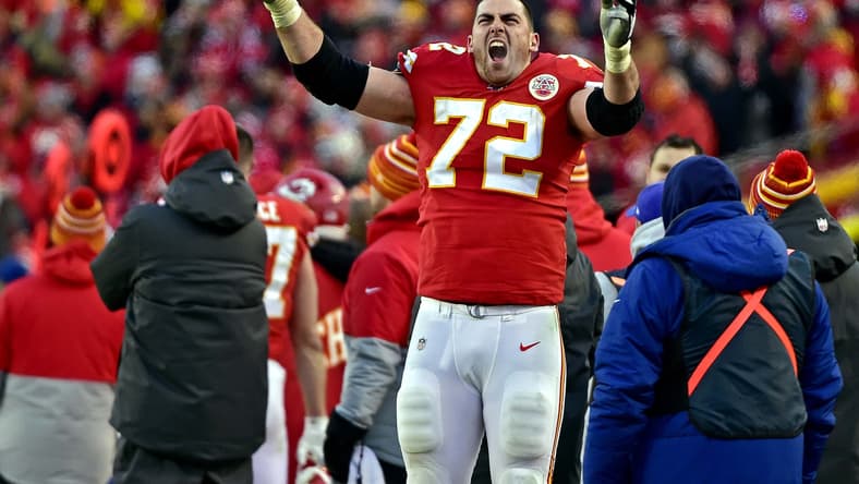 Chiefs' Eric Fisher celebrates during NFL Playoffs