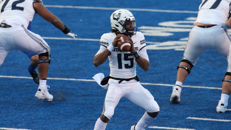Utah State QB Jason Shelley against Boise State