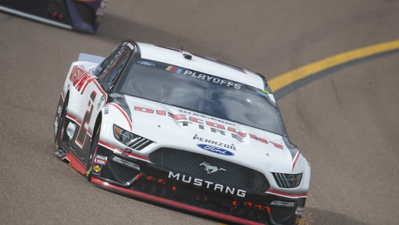 Nov 8, 2020; Avondale, Arizona, USA; NASCAR driver Brad Keselowski (2) during the NASCAR Cup Series Championship at Phoenix Raceway. Mandatory Credit: Mark J. Rebilas-USA TODAY Sports