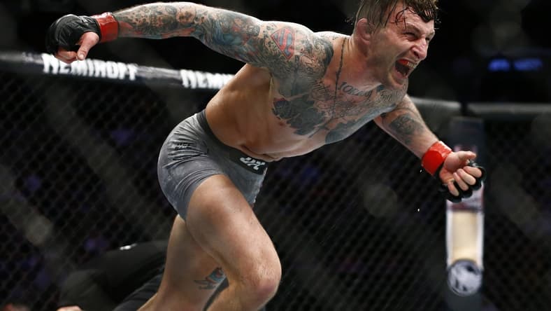 January 19, 2019; Brooklyn, NY, USA; Gregor Gillepsie reacts following his victory by submission against Yancy Medeiros during UFC Fight Night at Barclays Center. Mandatory Credit: Noah K. Murray-USA TODAY Sports