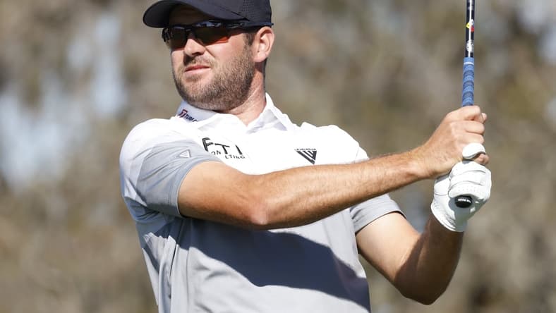 Mar 5, 2021; Orlando, Florida, USA; Corey Conners hits his drive on the eighth hole during the second round of the Arnold Palmer Invitational golf tournament at Bay Hill Club & Lodge. Mandatory Credit: Reinhold Matay-USA TODAY Sports