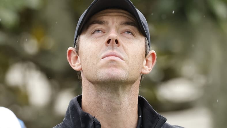 Mar 6, 2021; Orlando, Florida, USA; A light rain falls as Rory McIlroy prepares to hit his drive on the first hole during the third round of the Arnold Palmer Invitational golf tournament at Bay Hill Club & Lodge. Mandatory Credit: Reinhold Matay-USA TODAY Sports