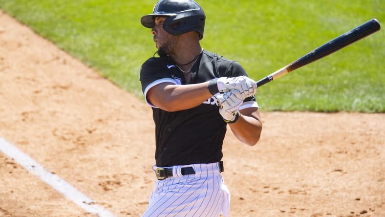 Mar 15, 2021; Glendale, Arizona, USA; Chicago White Sox infielder Jose Abreu (79) against the Chicago Cubs during a Spring Training game at Camelback Ranch Glendale. Mandatory Credit: Mark J. Rebilas-USA TODAY Sports