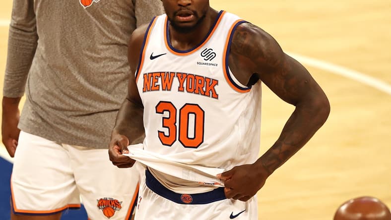 Mar 21, 2021; New York, New York, USA;    Julius Randle #30 of the New York Knicks walks off the court after the loss to the Philadelphia 76ers at Madison Square Garden on March 21, 2021 in New York City.The Philadelphia 76ers defeated the New York Knicks 101-100 in overtime. Mandatory Credit: Elsa/Pool Photo-USA TODAY Sports
