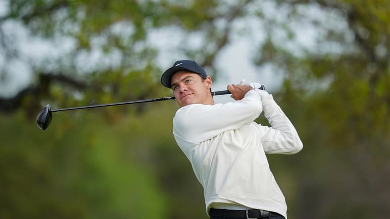Apr 2, 2021; San Antonio, Texas, USA; Kris Ventura watches his drive on hole 2 during the second round of the Valero Texas Open golf tournament. Mandatory Credit: Daniel Dunn-USA TODAY Sports