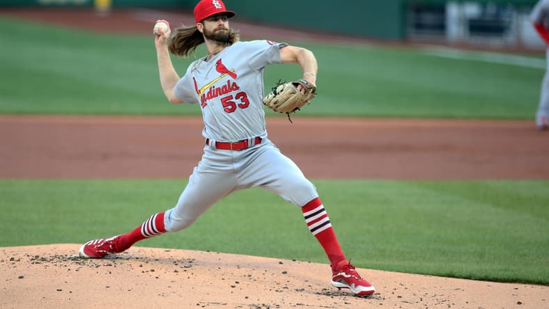 Apr 30, 2021; Pittsburgh, Pennsylvania, USA; St. Louis Cardinals starting pitcher John Gant (53) delivers a pitch against the Pittsburgh Pirates during the first inning at PNC Park. Mandatory Credit: Charles LeClaire-USA TODAY Sports
