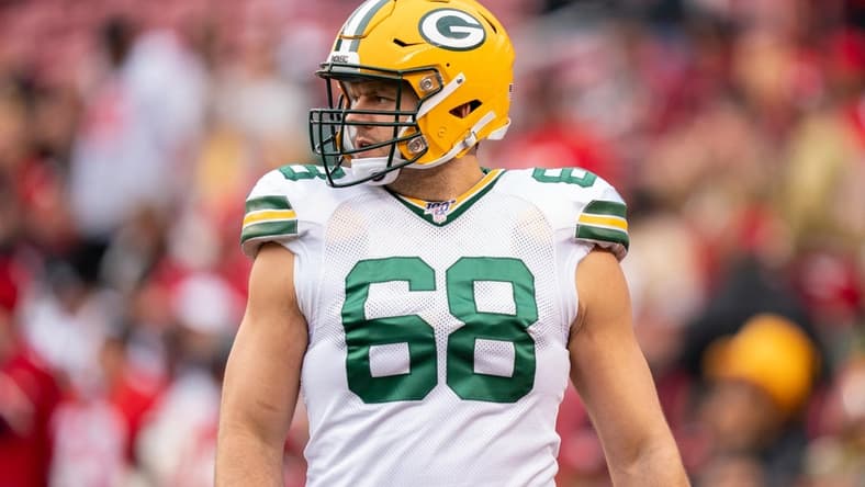 January 19, 2020; Santa Clara, California, USA; Green Bay Packers offensive tackle Jared Veldheer (68) before the NFC Championship Game against the San Francisco 49ers at Levi's Stadium. Mandatory Credit: Kyle Terada-USA TODAY Sports