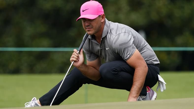 Apr 8, 2021; Augusta, Georgia, USA; Brooks Koepka on the 17th green during the first round of The Masters golf tournament. Mandatory Credit: Michael Madrid-USA TODAY Sports