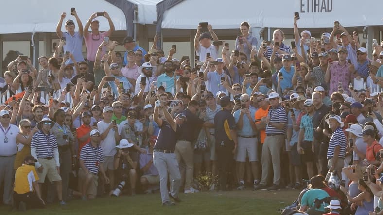May 23, 2021; Kiawah Island, South Carolina, USA; Phil Mickelson hits his approach shot on the eighteenth hole during the final round of the PGA Championship golf tournament. Mandatory Credit: Geoff Burke-USA TODAY Sports