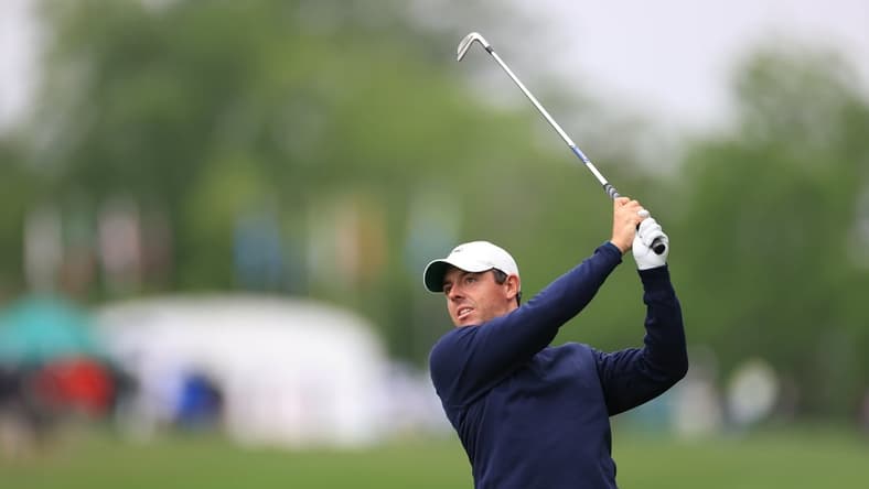 Jun 3, 2021; Dublin, Ohio, USA; Rory McIlroy on the 1st hole during the first round of the Memorial Tournament golf tourney. Mandatory Credit: Aaron Doster-USA TODAY Sports