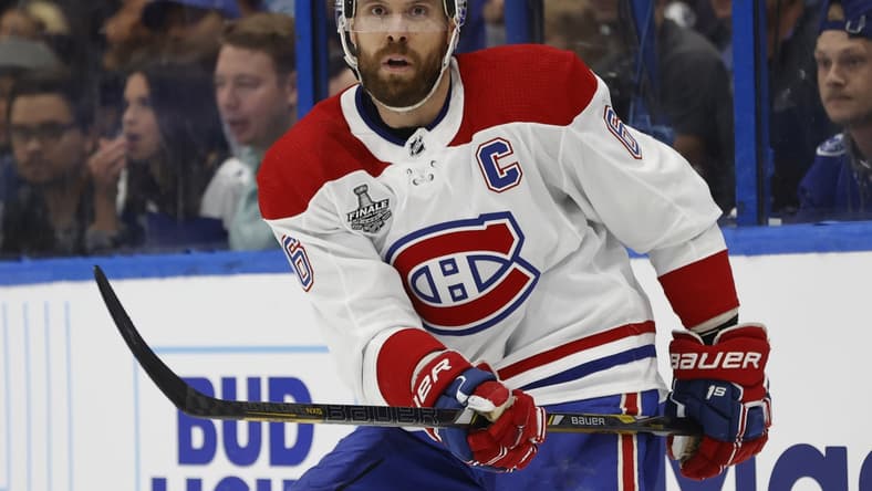 Jun 28, 2021; Tampa, Florida, USA; Montreal Canadiens defenseman Shea Weber (6) in action against the Tampa Bay Lightning in the second period of game one of the 2021 Stanley Cup Final at Amalie Arena. Mandatory Credit: Kim Klement-USA TODAY Sports