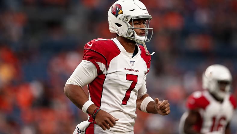 Aug 29, 2019; Denver, CO, USA; Arizona Cardinals quarterback Brett Hundley (7) in the first quarter against the Denver Broncos at Broncos Stadium at Mile High. Mandatory Credit: Isaiah J. Downing-USA TODAY Sports