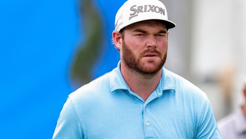 Apr 24, 2021; Avondale, Louisiana, USA;  Grayson Murray walks the fairway from  the 1st tee during the third round of the Zurich Classic of New Orleans golf tournament. Mandatory Credit: Stephen Lew-USA TODAY Sports