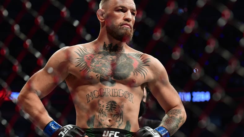 Jul 10, 2021; Las Vegas, Nevada, USA; Conor McGregor before fighting Dustin Poirier during UFC 264 at T-Mobile Arena. Mandatory Credit: Gary A. Vasquez-USA TODAY Sports