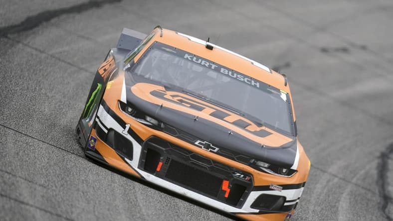 Jul 11, 2021; Hampton, Georgia, USA; NASCAR Cup Series driver Kurt Busch (1) races at Atlanta Motor Speedway. Mandatory Credit: Marvin Gentry-USA TODAY Sports