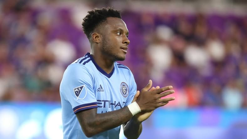 Jul 26, 2018; Orlando, FL, USA; New York City FC forward Rodney Wallace (23) during the first half at Orlando City Stadium. Mandatory Credit: Kim Klement-USA TODAY Sports