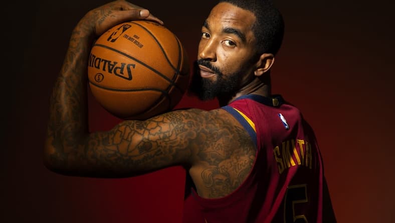 Sep 24, 2018; Cleveland, OH, USA; Cleveland Cavaliers guard J.R. Smith (5) poses during Cavs Media Day at Cleveland Clinic Courts. Mandatory Credit: Scott R. Galvin-USA TODAY Sports