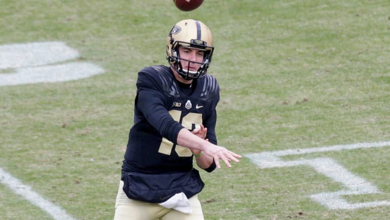 Purdue quarterback Jack Plummer (13) throws during the second quarter of an NCAA college football game, Saturday, Dec. 5, 2020 at Ross-Ade Stadium in West Lafayette.

Cfb Purdue Vs Nebraska