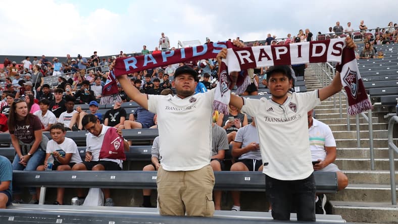 Jul 17, 2021; Commerce City, Colorado, USA; Fans look on before the game between the Colorado Rapids and the San Jose Earthquakes at Dick's Sporting Goods Park. Mandatory Credit: C. Morgan Engel-USA TODAY Sports