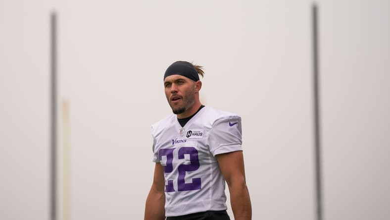 Jul 30, 2021; Eagan, MN, United States; Minnesota Vikings defensive back Harrison Smith (22) takes the field at training camp at TCO Performance Center. Mandatory Credit: Brad Rempel-USA TODAY Sports