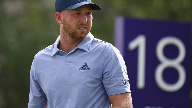 Aug 7, 2021; Memphis, Tennessee, USA; Daniel Berger after his tee shot on the 18th hole during the third round of the WGC FedEx St. Jude Invitational golf tournament at TPC Southwind. Mandatory Credit: Christopher Hanewinckel-USA TODAY Sports