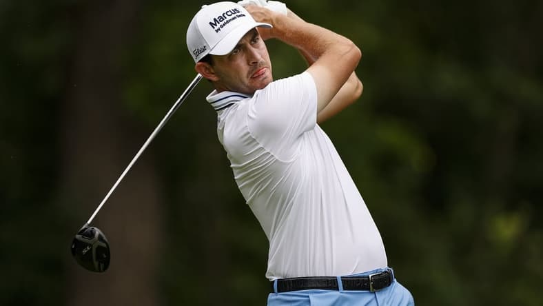 Aug 29, 2021; Owings Mills, Maryland, USA; Patrick Cantlay plays his shot from the fifth tee during the final round of the BMW Championship golf tournament. Mandatory Credit: Scott Taetsch-USA TODAY Sports