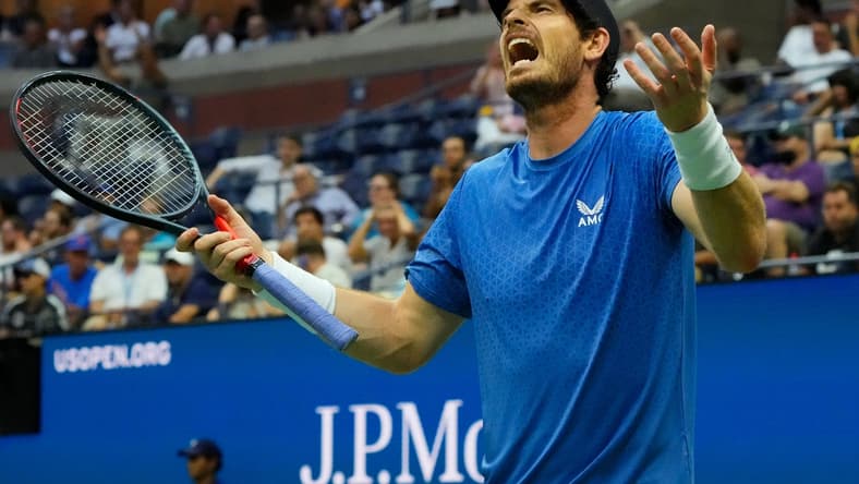Aug 30, 2021; Flushing, NY, USA; Andy Murray of Great Britain after a 5th set miss to Stefanos Tsitsipas of Greece on day one of the 2021 U.S. Open tennis tournament at USTA Billie King National Tennis Center. Mandatory Credit: Robert Deutsch-USA TODAY Sports