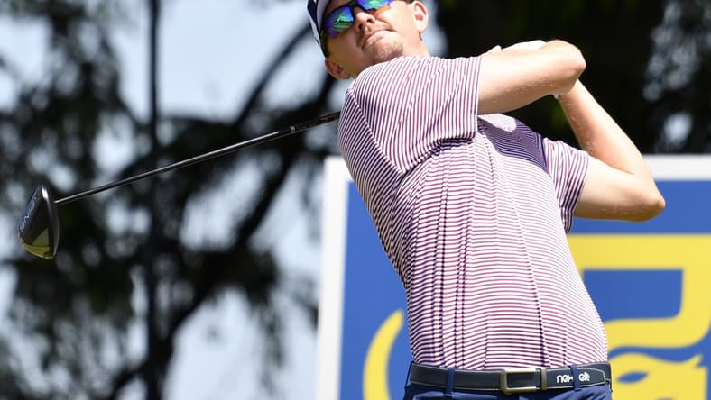 Jun 6, 2019; Hamilton, Ontario, CAN; Jim Knous tees off on the first hole during the first round of the 2019 RBC Canadian Open golf tournament at Hamilton Golf & Country Club. Mandatory Credit: Eric Bolte-USA TODAY Sports
