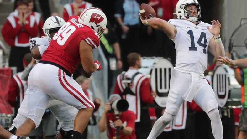 Penn State quarterback Sean Clifford (14) airs out a pass during the third quarter of their game against Wisconsin Saturday, September 4, 2021 at Camp Randall Stadium in Madison, Wis. Penn State beat Wisconsin 16-10.
Uwgrid05 16