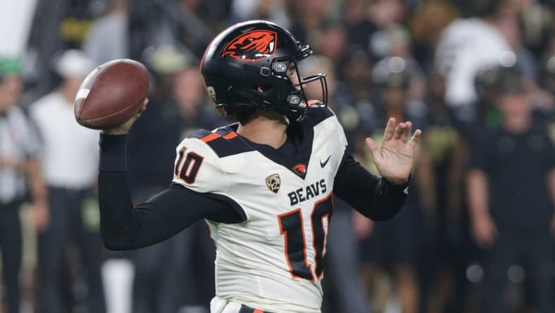 Oregon State quarterback Chance Nolan (10) throws during the third quarter of an NCAA college football game, Saturday, Sept. 4, 2021 at Ross-Ade Stadium in West Lafayette.
Cfb Purdue Vs Oregon State