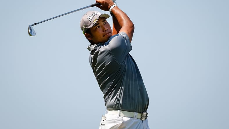 Aug 26, 2021; Owings Mills, Maryland, USA; Hideki Matsuyama plays his shot from the third tee during the first round of the BMW Championship golf tournament. Mandatory Credit: Scott Taetsch-USA TODAY Sports