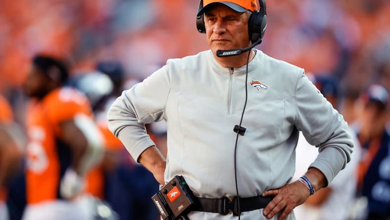Sep 26, 2021; Denver, Colorado, USA; Denver Broncos head coach Vic Fangio in the fourth quarter against the New York Jets at Empower Field at Mile High. Mandatory Credit: Isaiah J. Downing-USA TODAY Sports