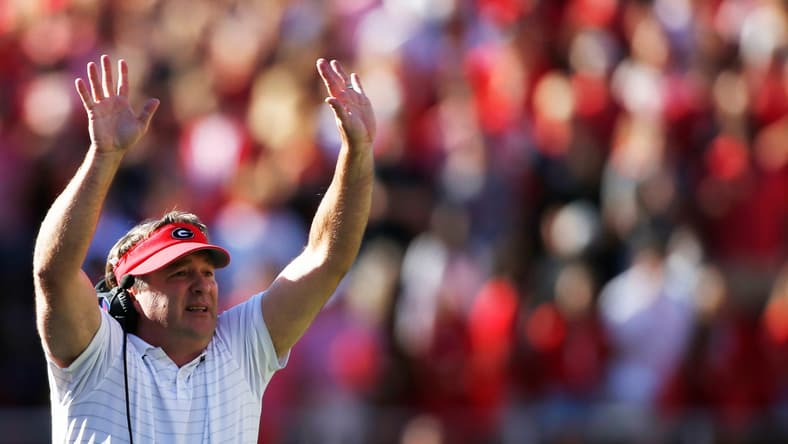 Georgia coach Kirby Smart on the sideline during the first half of an NCAA college football game between Kentucky and Georgia in Athens, Ga., on Saturday, Oct. 16, 2021.

News Joshua L Jones