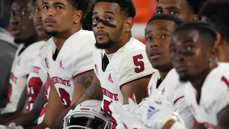 Oct 30, 2021; Carson, California, USA; Fresno State Bulldogs wide receiver Jalen Cropper (5) looks on in the first half against the San Diego State Aztecs at Dignity Health Sports Park. Mandatory Credit: Kirby Lee-USA TODAY Sports