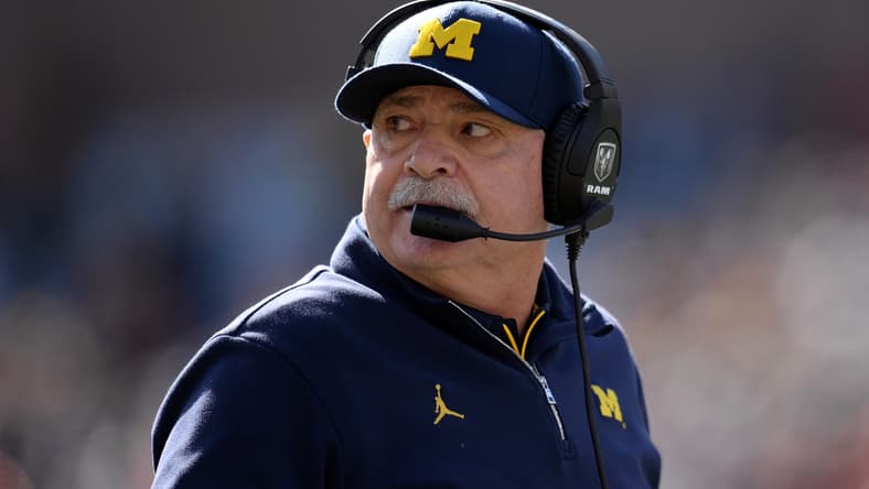 Oct 12, 2019; Champaign, IL, USA; Michigan Wolverines defensive coordinator Don Brown looks on during the second half of the game against the Illinois Fighting Illini at Memorial Stadium. Mandatory Credit: Michael Allio-USA TODAY Sports