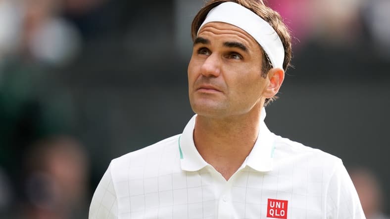Jul 7, 2021; London, United Kingdom; Roger Federer (SUI) plays against Hubert Hurkacz (POL) in the quarter finals at All England Lawn Tennis and Croquet Club. Mandatory Credit: Peter van den Berg-USA TODAY Sports